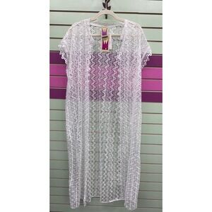 Antthony Original White Lace Maxi Duster Cardigan Short Sleeve Open Front 1XL